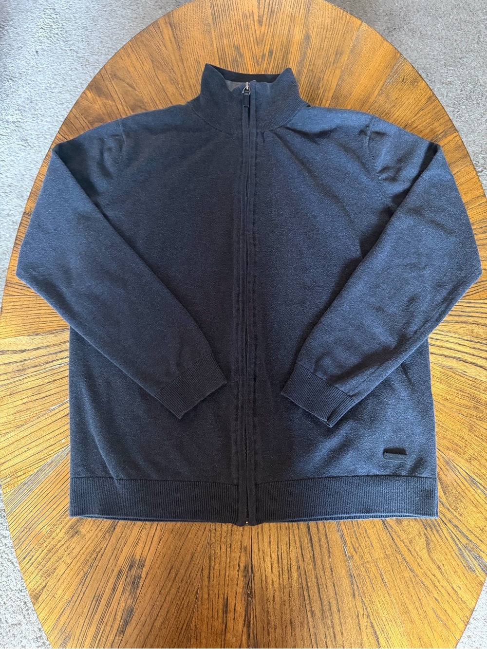 Kids Navy Full-Zip Knit Sweater Jacket